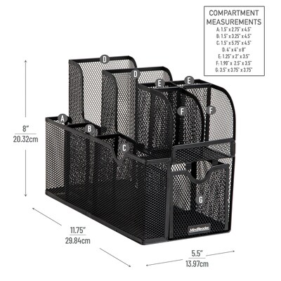 Mind Reader 3-Tier 11-Compartment Metal Cup and Condiment Countertop Organizer, Black (MESHCAD-BLK)