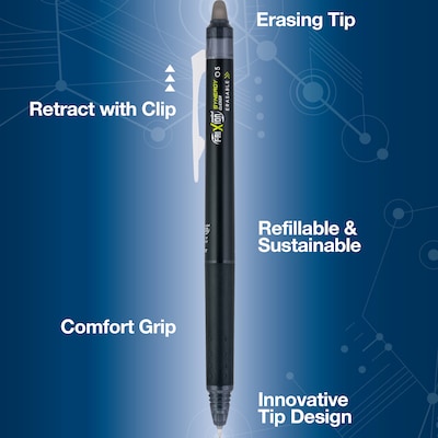 Pilot FriXion Synergy Clicker Erasable Gel Pen, Extra Fine Point, 0.5mm, Black Ink, Dozen (17363)