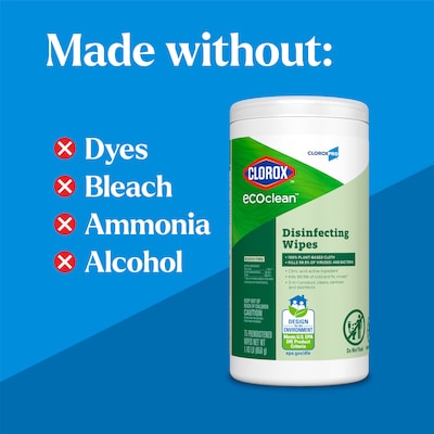 Clorox EcoClean Disinfecting Wipes, 75 Wipes/Container (60605)