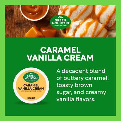 Green Mountain Caramel Vanilla Cream Coffee Keurig® K-Cup® Pods, Light Roast, 48/Box (350072)