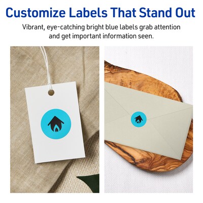 Avery Laser/Inkjet Multipurpose Circle Labels, 1.25" Dia., Bright Blue, 1200/Pack (94505)