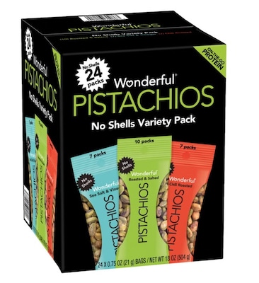 Wonderful Pistachios, No Shell, Variety Pack, 24-count