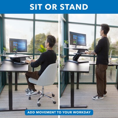 Mount-It! 25"W Manual Adjustable Standing Desk Converter, Black (MI-7957)