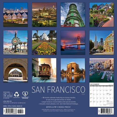 2025 Willow Creek San Francisco 12 x 12 Monthly Wall Calendar (46838)