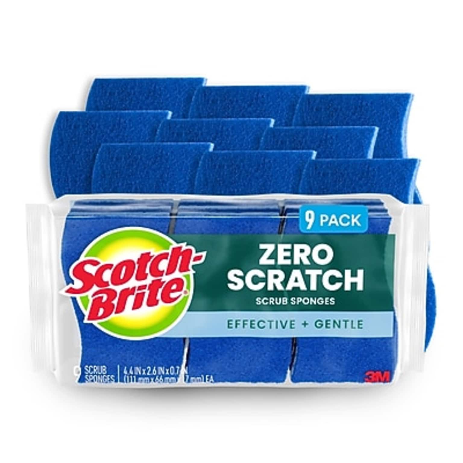 Scotch-Brite Non-Scratch Sponge with Scrubber, Blue, 9 Sponges/Pack (529-5)