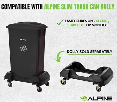 Alpine Industries Plastic Trash Can, 23 Gallon, Black, 3/Pack (ALP477-BLK-3PK)