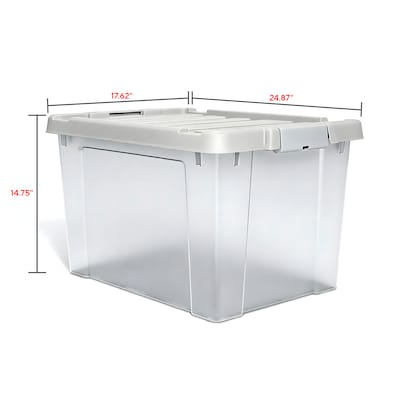TRU RED 78.4 Qt Storage Bin with Latching Lid, Clear Plastic Tote, Large Stackable Storage Organizer