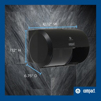 Compact 2-Roll Side-by-Side Coreless Toilet Paper Dispenser by GP PRO, Black (56784A)