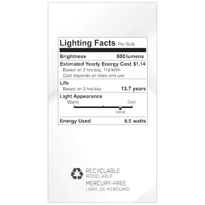 Viribright 9.5 Watts Daylight LED Household Bulb, 4/Box (640557)