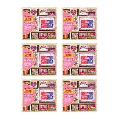 Melissa & Doug Friendship Wooden Stamp Set, Assorted Colors, 6 Packs/Bundle (51178-CASE)