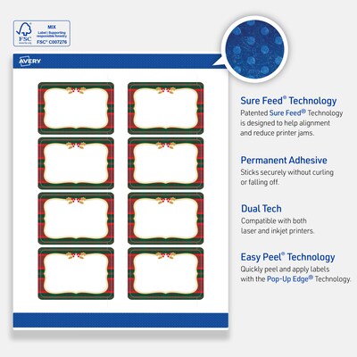 Avery Rectangle Multipurpose Labels, 2" x 3", White, 80/Pack (19479370516)