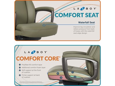 La-Z-Boy Arcadian Ergonomic Bonded Leather Swivel Executive Chair, Olive (60008-OLV)