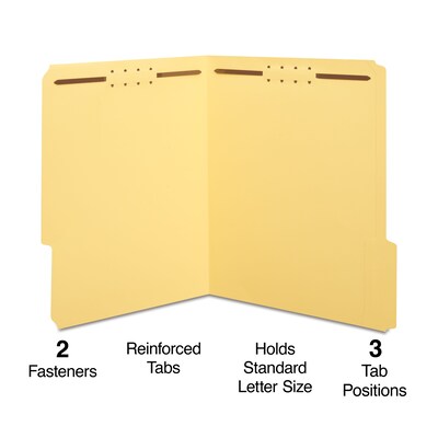 Staples® Reinforced End Tab Classification Folders, 2" Expansion, Letter Size, Yellow, 50/Box (TR18343)