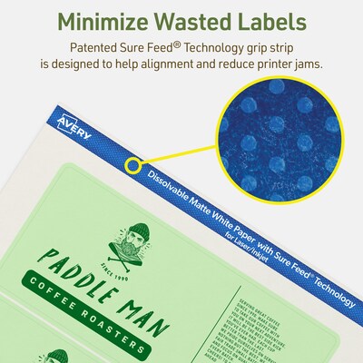Avery Dissolvable Rectangle Multipurpose Labels, 3" x 7", Off-white, 75/Pack (94250)