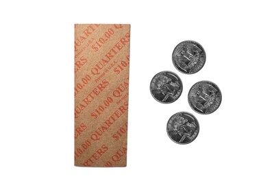 CONTROLTEK Coin Wrapper, Kraft/Orange, 1000/Pack (CNP57025)
