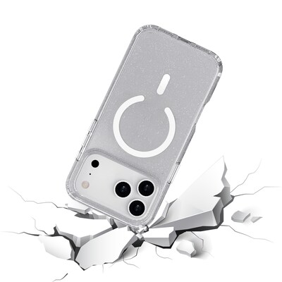 TUFF8 Glitz MagSafe Phone Case for iPhone 18 Pro Max, Shock Absorbing, Clear Glitter (T8GZ-IP1804)