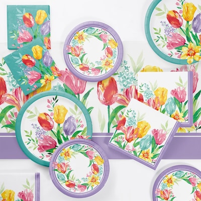 Creative Converting Beautiful Blooms Tableware Kit, Serves 8 (DTC9200E2A)