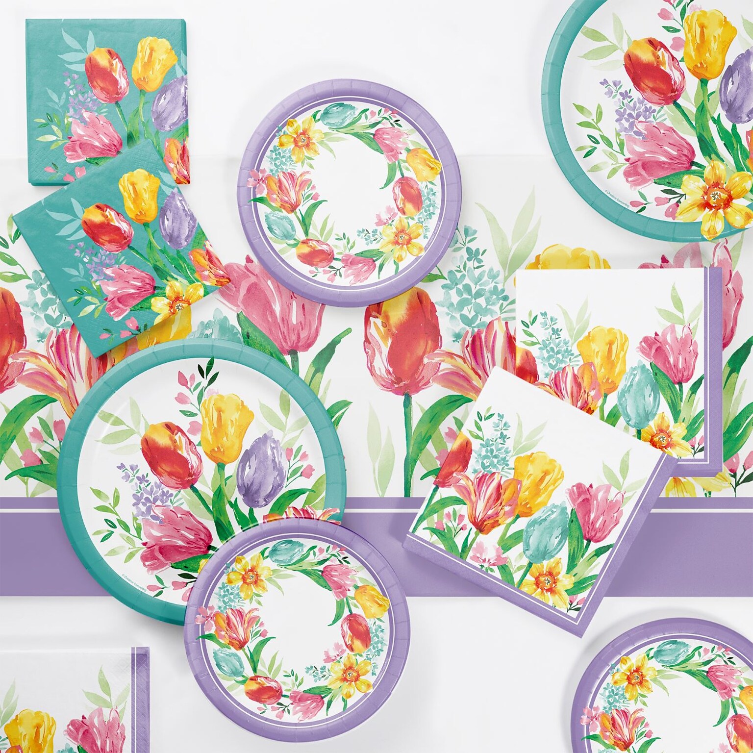 Creative Converting Beautiful Blooms Tableware Kit, Serves 8 (DTC9200E2A)