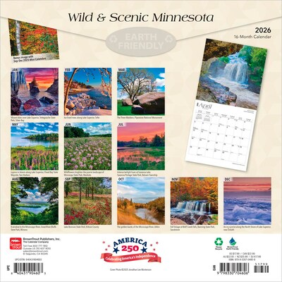 2026 BrownTrout Minnesota Wild & Scenic 12 x 12 Monthly Wall Calendar (9798330704606)
