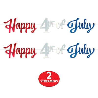 Beistle Happy 4th Of July Foil Streamer, 2/Pack (56430)