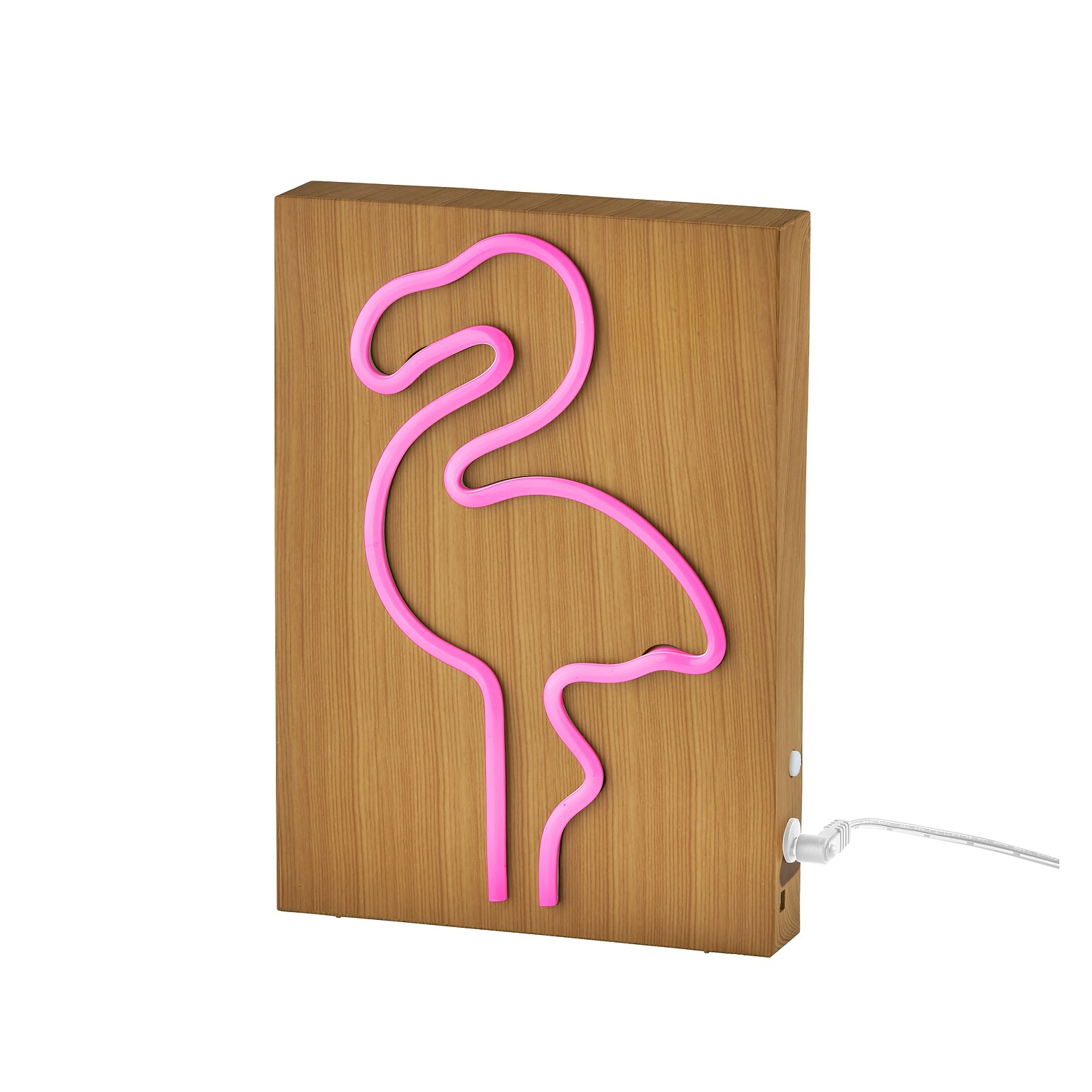 Simplee Adesso LED Wood Framed Neon Flamingo Table/Wall Lamp, 9H, Brown/Multi-Color (SL3722-12)