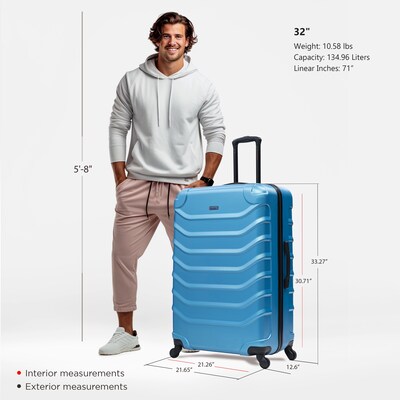 InUSA Endurance 33.27" Hardside Suitcase, 4-Wheeled Spinner, TSA Checkpoint Friendly, Teal (IUEND00XL-TEA)