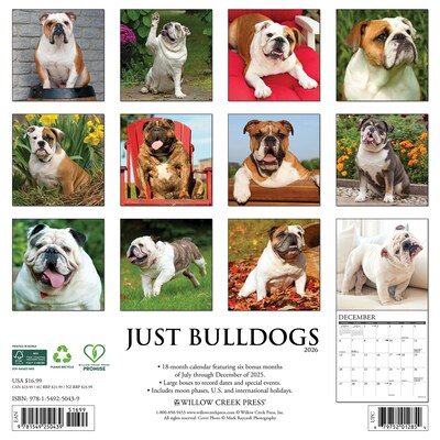 2026 Willow Creek Bulldogs 12 x 12 Monthly Wall Calendar (50439)