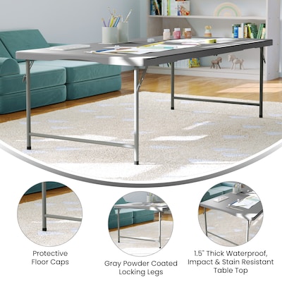 Flash Furniture Paige Rectangular Kid's Folding Table, 59" x 29", Granite Gray (RB3060KIDGY)
