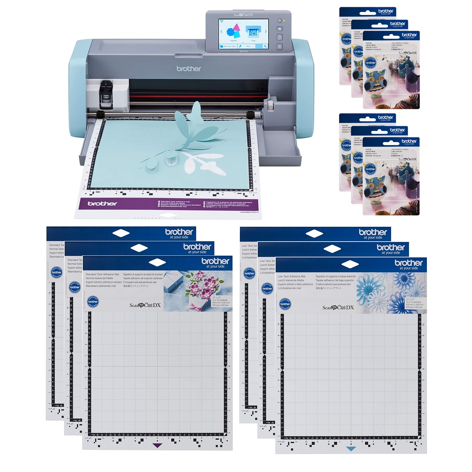 Brother ScanNCut DX Electronic Cutting Machine Bundle, Aqua/Gray (SDX125EMATS-STP)