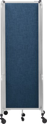 National Public Seating Robo Series 3-Panel Folding Mobile Room Divider, 72"H x 72"W, Blue Fabric (RDG6-3PT04)