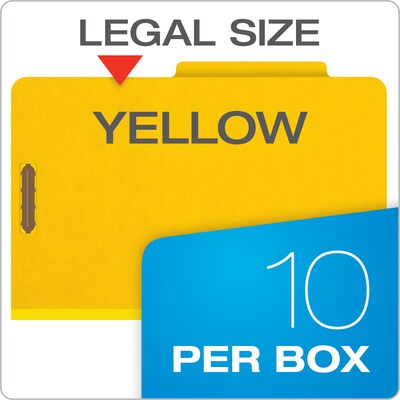 Pendaflex 60% Recycled Heavy Duty Pressboard Classification Folder, 2-Dividers, 2 1/2" Expansion, Legal Size, Yellow, 10/Box