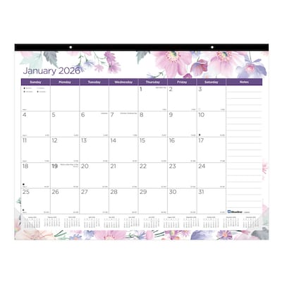 2026 Blueline Colorful Passion Floral 22 x 17 Monthly Desk Pad Calendar, Multi (C194113)
