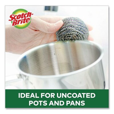 Scotch-Brite Heavy Duty Stainless Steel Scrubber, Gray/Silver, 12 Pads/Pack (84)