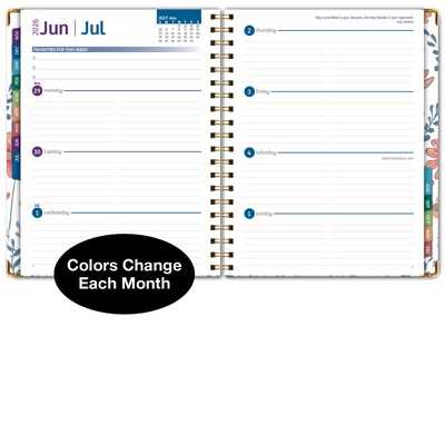 2026 Global Printed Products 8.5" x 11" Weekly & Monthly Planner, Paperboard Cover, Colorful Botanicals (FSHN-CY26-8511-30)