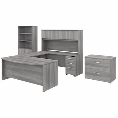 Bush Business Furniture Studio C 72W x 36D U Shaped Desk with Hutch, Bookcase and File Cabinets, Pla