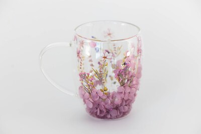 Jeanne Fitz Double Wall Flower Mug, Purple