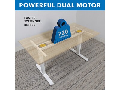 Mount-It! Ultimate 55"W Electric Rectangular Adjustable Standing Desk, Maple/White (MI-18077)