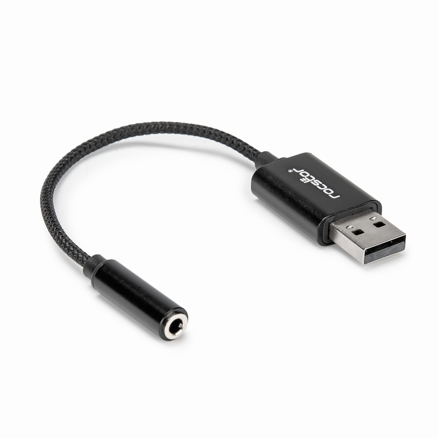 Rocstor USB Type-A to 3.5mm Audio Adapter, Male, Black (Y10A346-B1)