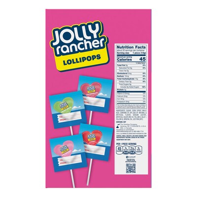 JOLLY RANCHER Assorted Fruit Flavored Valentines Lollipops Box, 9.2 oz, 20/Box (HEC16001)