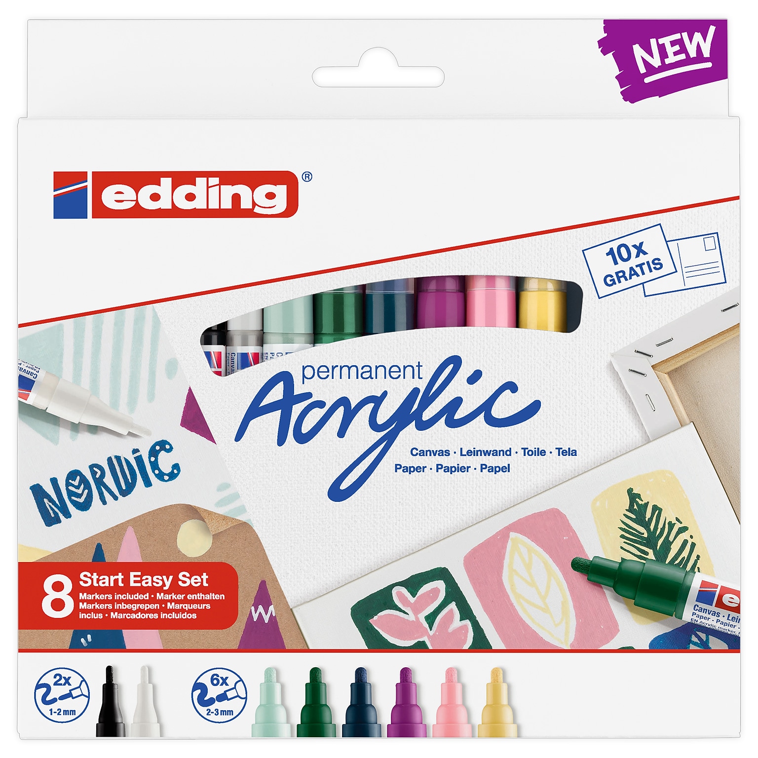 edding Acrylic Paint Marker, Nordic Colors, 8/Pack (EDD4SES8N)