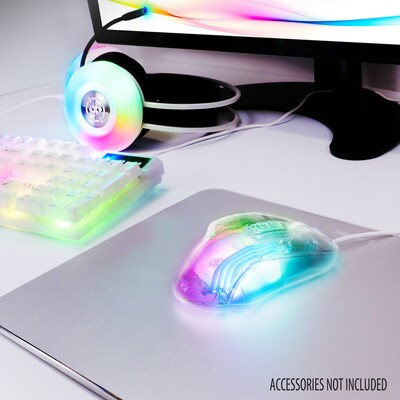 Enhance Theorem 3 Ergonomic Ambidextrous Optical USB Gaming Mouse, Clear (ENTHMS3100WTWS)