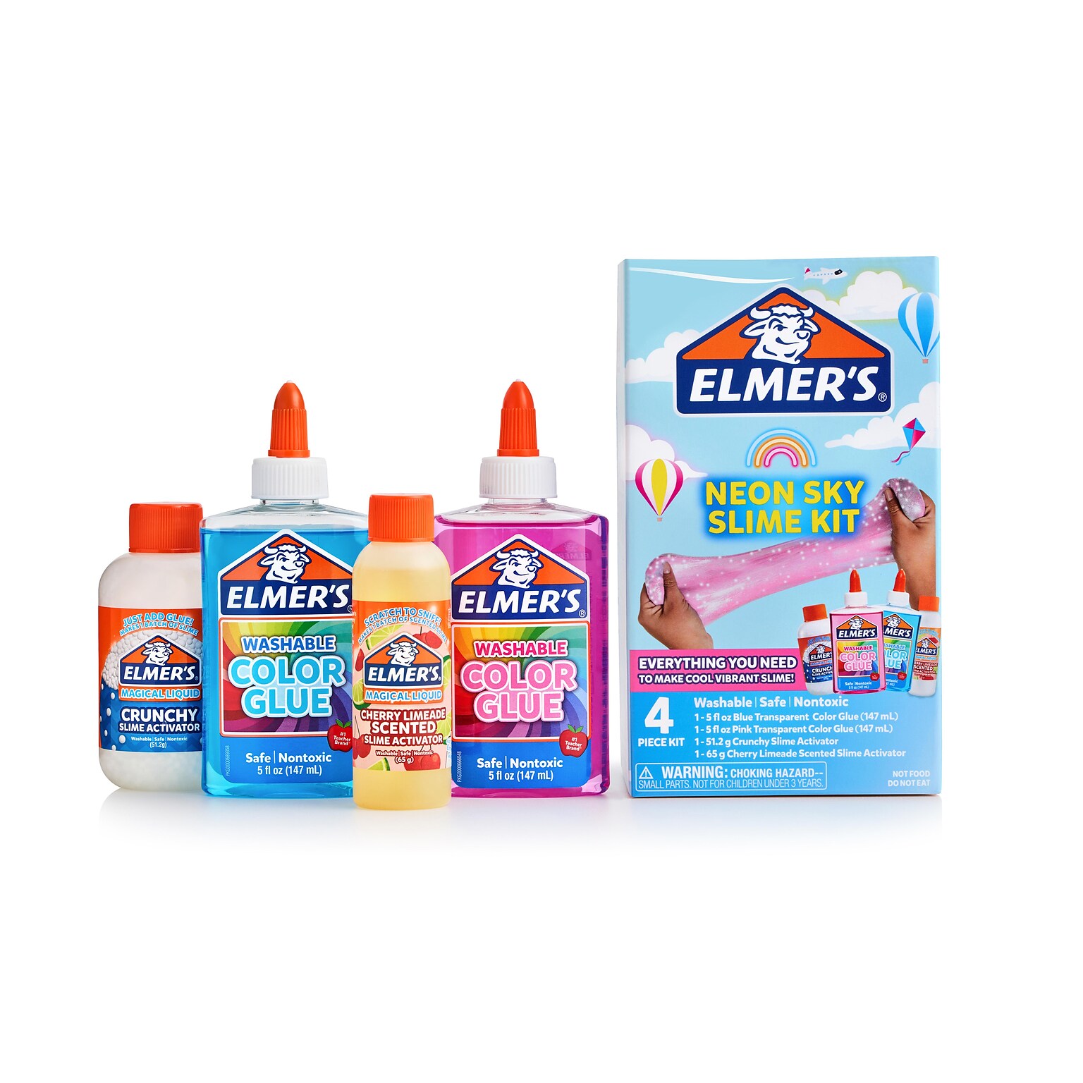 Elmers Neon Sky Slime Kit, 4 Pieces/Pack (2203460)