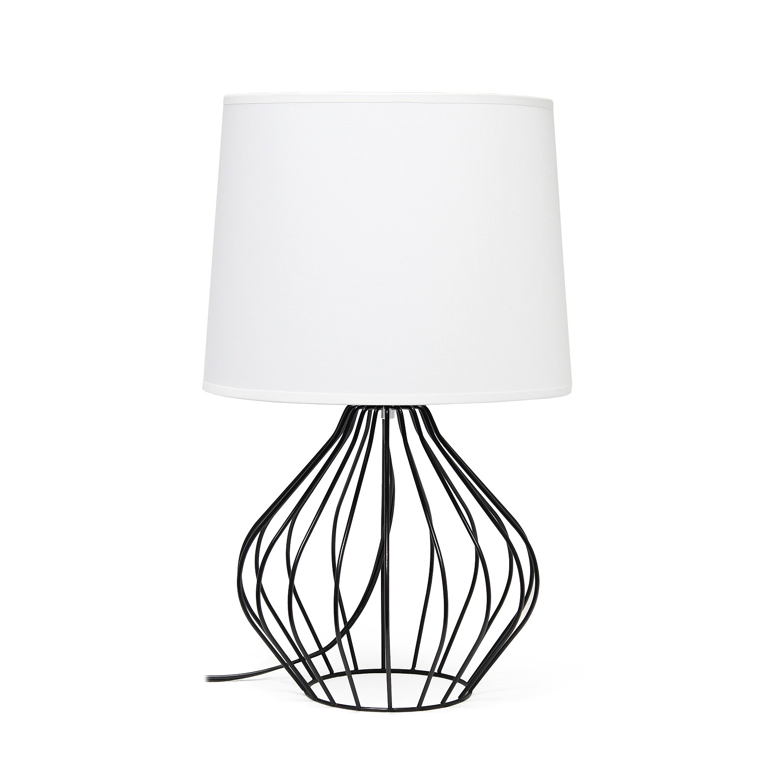 Simple Designs Geometrically Wired Table Lamp, White on Black (LT2086-WOB)
