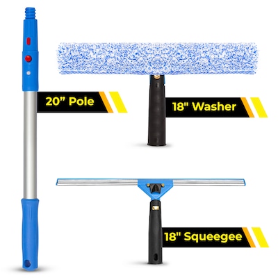 Gritt Commercial Pro Window Washing Kit with 18 Squeegee, 18 Washer and 20 Pole (GRI138-18)