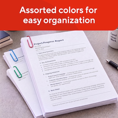 Staples® Vinyl-Coated Paper Clips, Jumbo, Assorted Colors, 500/Pack (ST40653/40653)