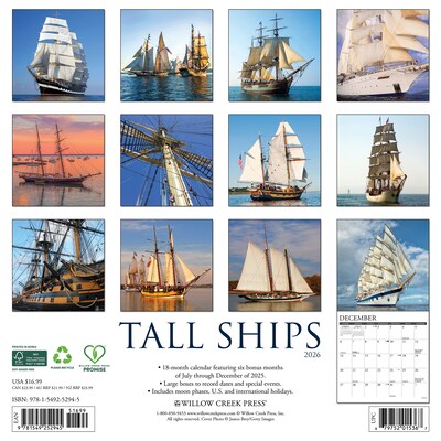 2026 Willow Creek Tall Ships 12 x 12 Monthly Wall Calendar (52945)