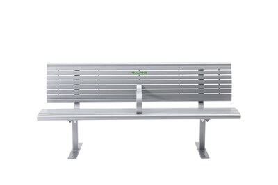 Alpine Industries 6 Galvanized Steel Park Bench with Curved Intermediate Armrest, Silver (ALP4250-6