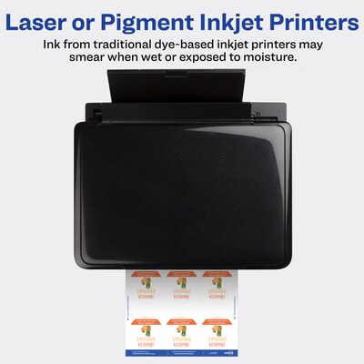 Avery Waterproof Laser/Inkjet Round Labels, 2 1/2 Dia, White, 72 Labels/Pack (22856)