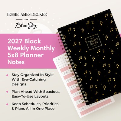 2027 Blue Sky Jessie James Decker 8.5" x 11" Calendar Year Weekly & Monthly Standard Planner Cover, Black (164174)
