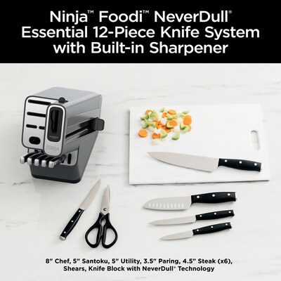 Ninja Foodi NeverDull Essential K12012 Knife Set with Built-in Sharpener, 12 Pieces (K12012)